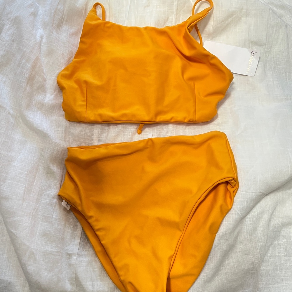 San Lorenzo  mustard yellow Bikini Set swimsuit set pant top resort beach small